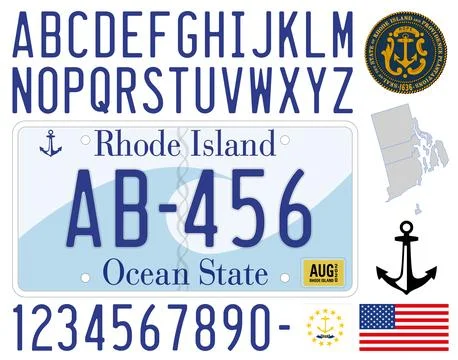 Rhode Island US state car license plate pattern, USA Stock Illustration