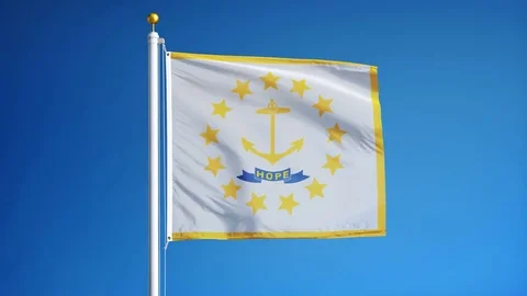 Rhode Island (U.S. state) flag in slow motion seamlessly looped with alpha Stock Footage 70147061