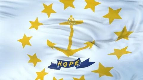 Rhode Island (U.S. state) flag with highly detailed fabric texture 動画素材 124712771