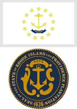 Rhode Island US State Flag and Coat of Arm Design Illustrazione stock