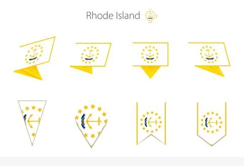 Rhode Island US State flag collection, eight versions of Rhode Island vecto.. Ilustração Stock