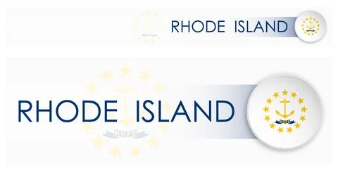 Rhode Island US state horizontal web banner in modern neomorphism style. We.. イラスト素材