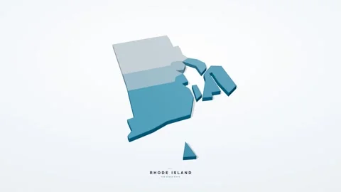 Rhode Island USA 3D isometric state map with county borders rotating on a clean Stock Footage 340404616