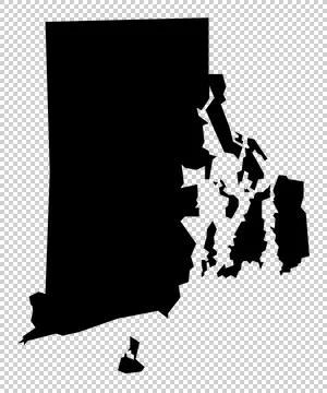 Rhode Island USA state map in black with transparency background Stock Illustration