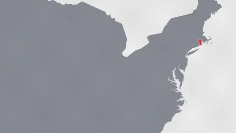 Rhode Island Zoomed In Red on US Election Map State Focus Animation, Alpha 4K Видео 341415862