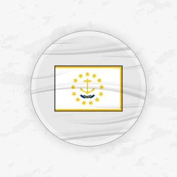Rhode Islander Flag in a Circular Emblem Design, Abstract Round Sticker Ill.. Stock Illustration