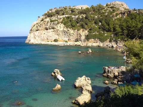 RHODES, GREECE - 2017: Anthony Quinn Bay in Rhodes Greece Stock Footage