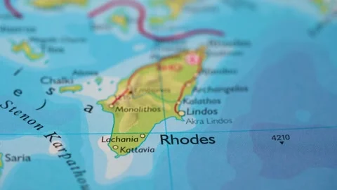 Rhodes, Greece highlighted on a world map 4K Stock Footage 300658141