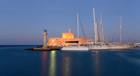 Rhodes greece at sunset Stock Photos