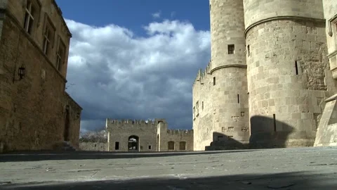 Rhodes Greece : Time-Lapse the main gate of the palace of the Grand Master Stock Footage 150078171