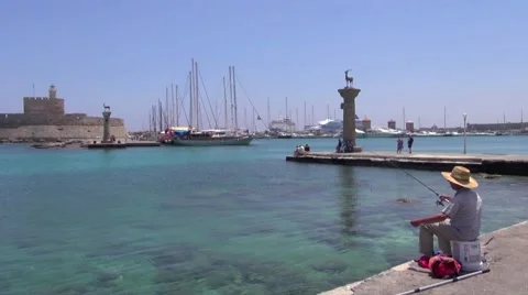 Rhodes harbour Stock Footage 42734766