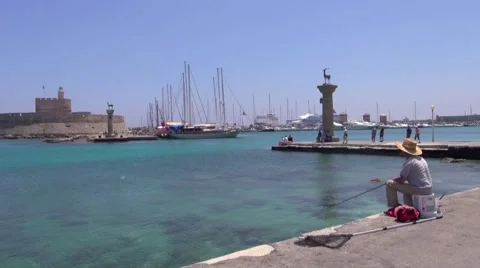 Rhodes harbour Stock Footage 42734789