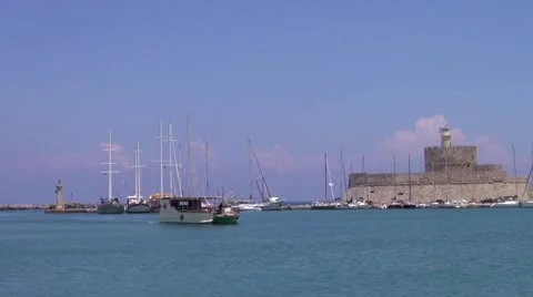 Rhodes harbour Stock Footage 42734999