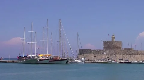 Rhodes harbour Stock Footage 42735293