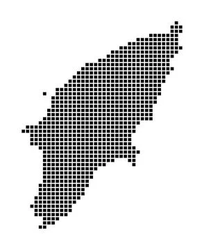 Rhodes map. Map of Rhodes in dotted style. Borders of the island filled wit.. Illustrazione stock