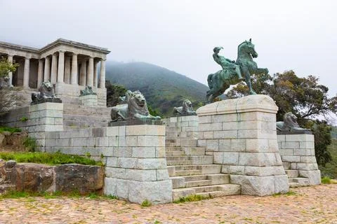 Rhodes Memorial on the slopes of Devils Peak Table Mountain Stock Photos