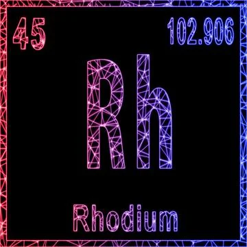 Rhodium chemical element, Sign with atomic number and atomic weight Illustrazione stock