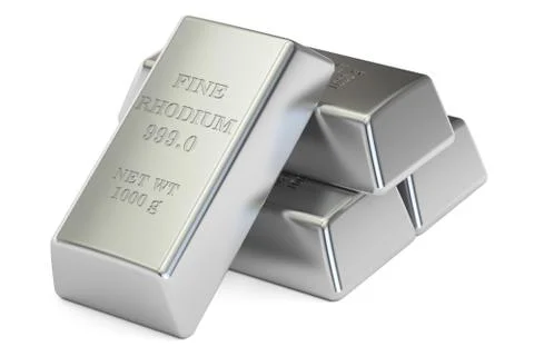 Rhodium ingots closeup, 3D rendering Stockillustratie