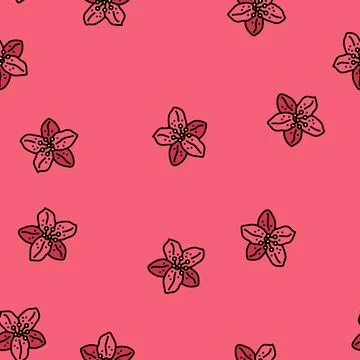 Rhododendron flower spring vector seamless pattern 스톡 일러스트