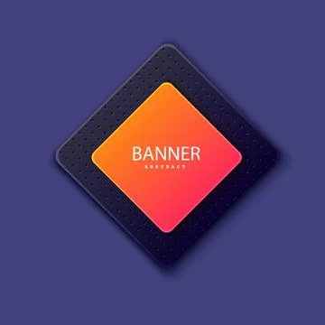 Rhomb sticker orange red gradient on the dark shape Layered background square Illustrazione stock