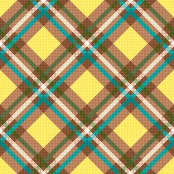 Rhombic seamless checkered pattern in yellow and brown Stock Illustration