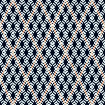 Rhombic seamless pattern in blue and white colors Illustrazione stock