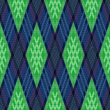 Rhombic seamless pattern in green and blue Stock Illustration