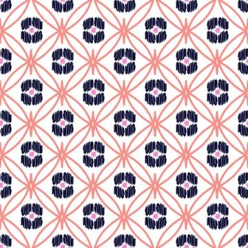 Rhombs decorated shapes seamless vector pattern. Illustrazione stock