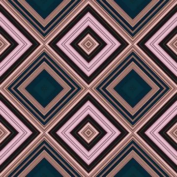 Rhombus and square seamless pattern. The pattern is colored diagonal lines Stock Illustration