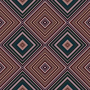 Rhombus and square seamless pattern. The pattern is colored diagonal lines Stock Illustration