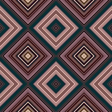 Rhombus and square seamless pattern. The pattern is colored diagonal lines Stock Illustration