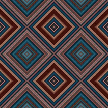 Rhombus and square seamless pattern. The pattern is colored diagonal lines Stock Illustration