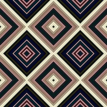 Rhombus and square seamless pattern. The pattern is colored diagonal lines Stock Illustration