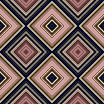 Rhombus and square seamless pattern. The pattern is colored diagonal lines Stock Illustration