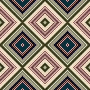 Rhombus and square seamless pattern. The pattern is colored diagonal lines Stock Illustration