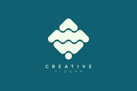 Rhombus and wave shape logo design. Minimalist and modern vector illustration Stock Illustration
