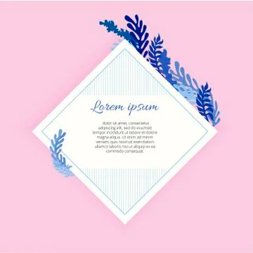 Rhombus banner with floral pattern and place for your text. Vector isolated Stock Illustration