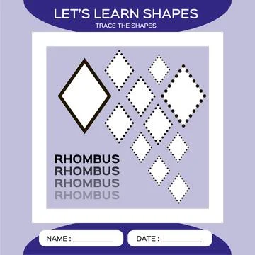 Rhombus. Basic geometric shapes. Elements for children. Learn Shapes Stock Illustration