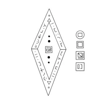 Rhombus, Diamond, crystal, logo of the elements of nature. Elements of ethno, Stock Illustration