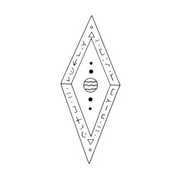 Rhombus, Diamond, crystal, logo of the elements of nature. Elements of ethno, Illustrazione stock
