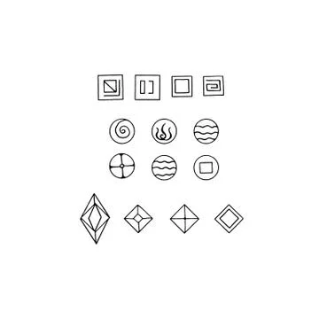 Rhombus, Diamond, crystal, logo of the elements of nature. Elements of ethno, Stock Illustration
