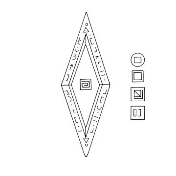 Rhombus, Diamond, crystal, logo of the elements of nature. Elements of ethno, Stock Illustration