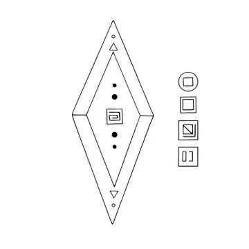 Rhombus, Diamond, crystal, logo of the elements of nature. Elements of ethno, Stockillustratie