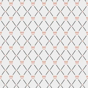 Rhombus elegant noble seamless pattern with crown. Graceful royal background Illustrazione stock