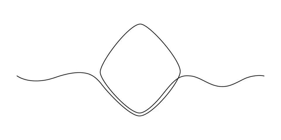 Rhombus frame continuous one line drawing. Border freehand single line hand Stock Illustration