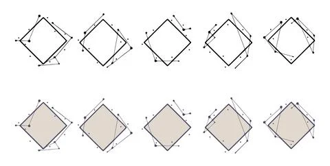 Rhombus geometric frames in hand drawn style. Abstract templates for titles o Stock Illustration