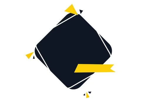 Rhombus geometric label template, Dark blue diamond banner with yellow ribbon イラスト素材