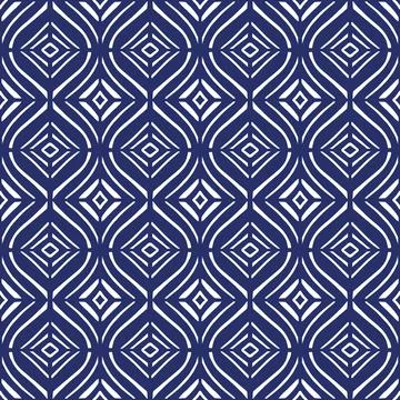 Rhombus - Geometric Pattern (Navy, White) Stock Illustration