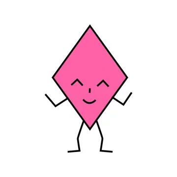 Rhombus geometric shape character icon color illustration Stock Illustration