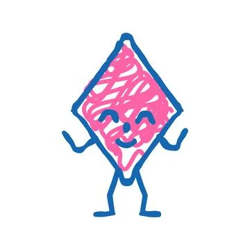 Rhombus geometric shape character icon doodle illustration Illustrazione stock